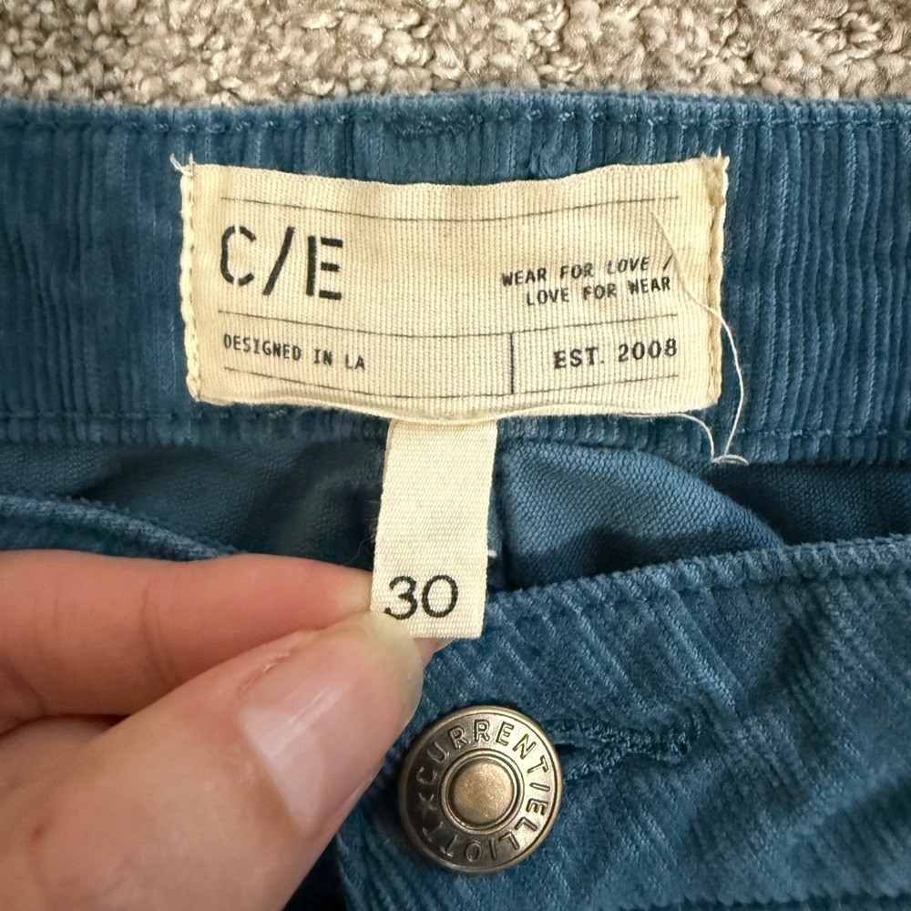 Current Elliott Painter Teal Blue Corduroy Carpenter Wide Leg Pants 30 Utility - Picture 5 of 12